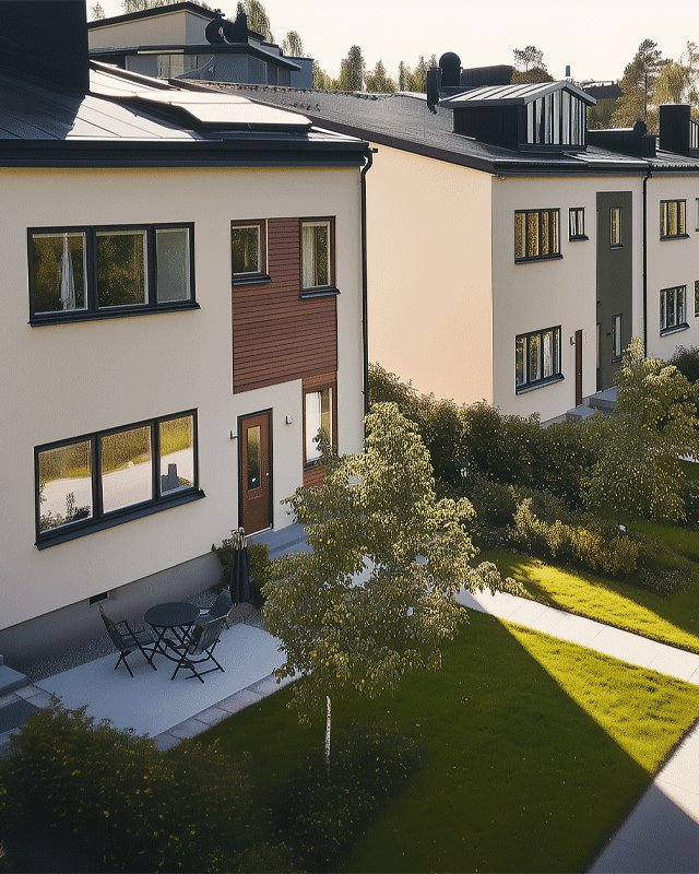 Radhus i ett bostadsområde